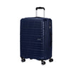 front of metallic blue American Tourister Surftime Spinner Carry-On
