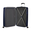 inside of metallic blue American Tourister Surftime Spinner Large Expandable