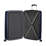 inside of metallic blue American Tourister Surftime Spinner Large Expandable
