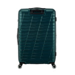 back of metallic blue American Tourister Surftime Spinner Large Expandable