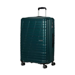 front of metallic teal American Tourister Surftime Spinner Large Expandable