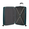inside of metallic blue American Tourister Surftime Spinner Large Expandable