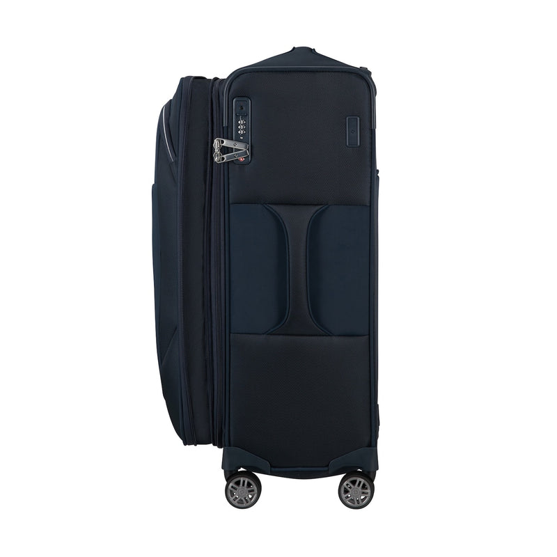 expanded midnight blue Samsonite Re-Lite Spinner Medium Expandable