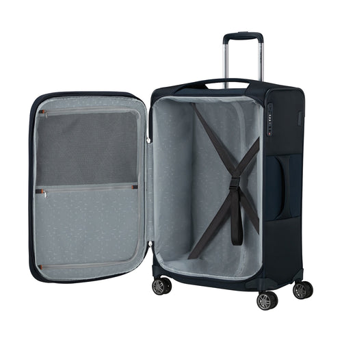 inside of midnight blue Samsonite Re-Lite Spinner Medium Expandable