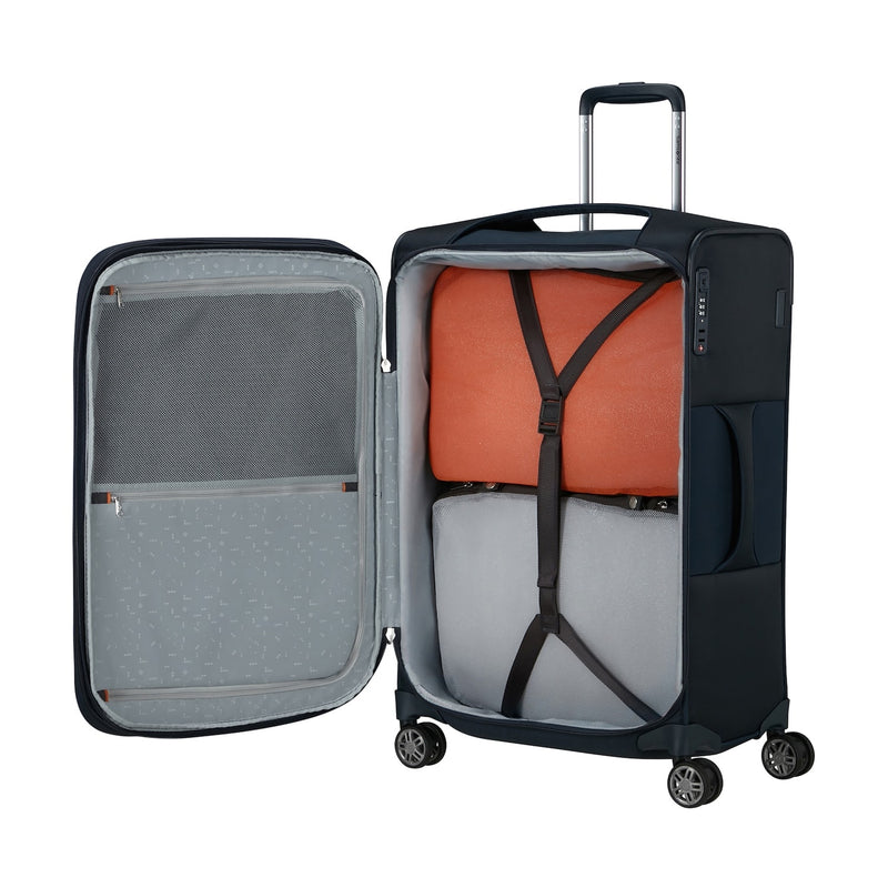 inside of midnight blue Samsonite Re-Lite Spinner Medium Expandable
