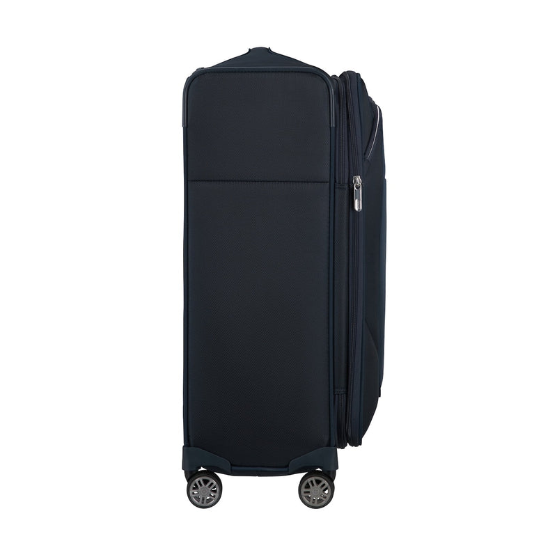 side of midnight blue Samsonite Re-Lite Spinner Medium Expandable