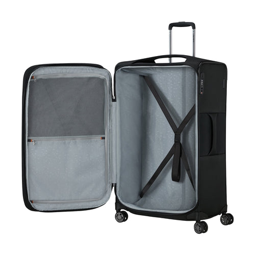 inside of black Samsonite Re-Lite Spinner Large Expandable