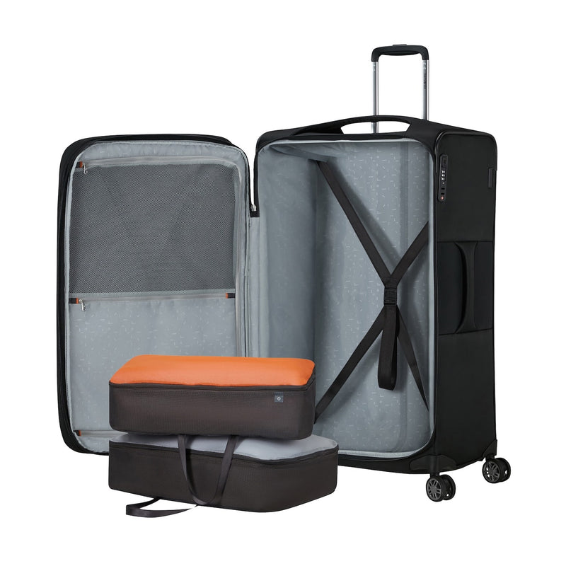 inside of black Samsonite Re-Lite Spinner Large Expandable