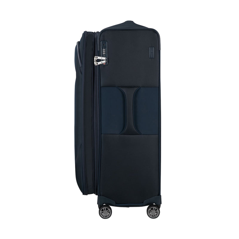 expanded midnight blue Samsonite Re-Lite Spinner Large Expandable