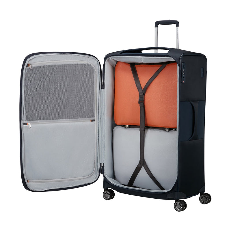 inside of midnight blue Samsonite Re-Lite Spinner Large Expandable