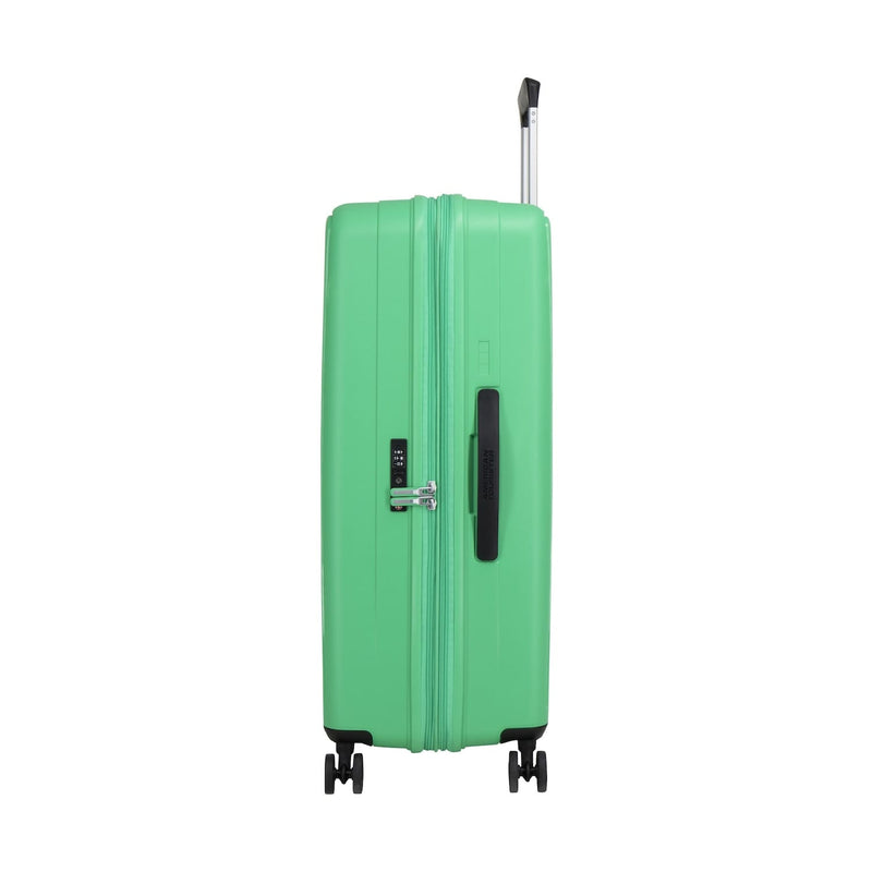 side of jade green American Tourister Rejoy Spinner Large Expandable