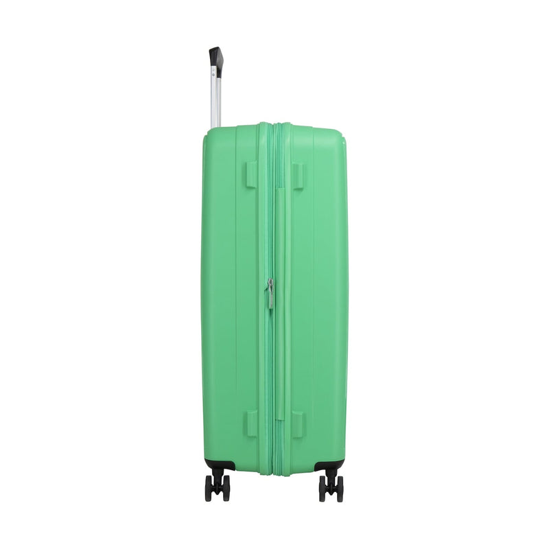side of jade green American Tourister Rejoy Spinner Large Expandable