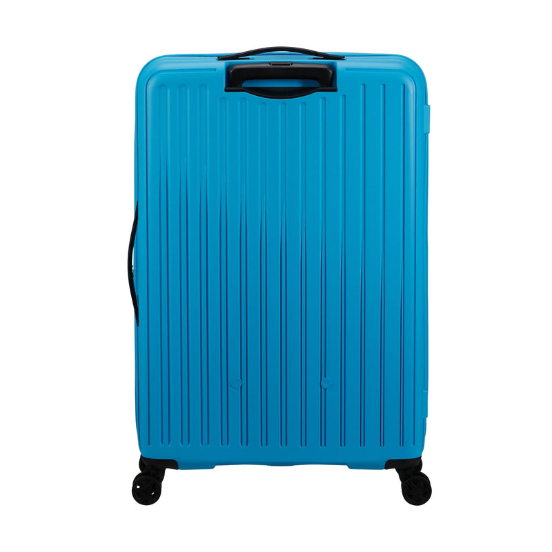 back of azure blue American Tourister Rejoy Spinner Large Expandable