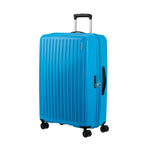 front of azure blue American Tourister Rejoy Spinner Large Expandable