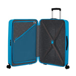inside of azure blue American Tourister Rejoy Spinner Large Expandable