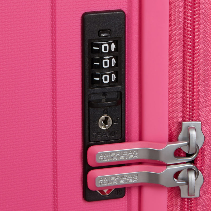 TSA lock of Hawaiian pink American Tourister Rejoy Spinner Large Expandable