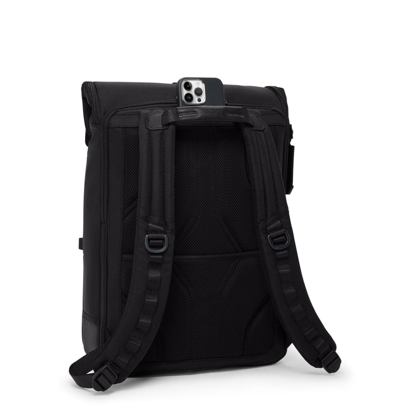 Black TUMI backpack on a white background