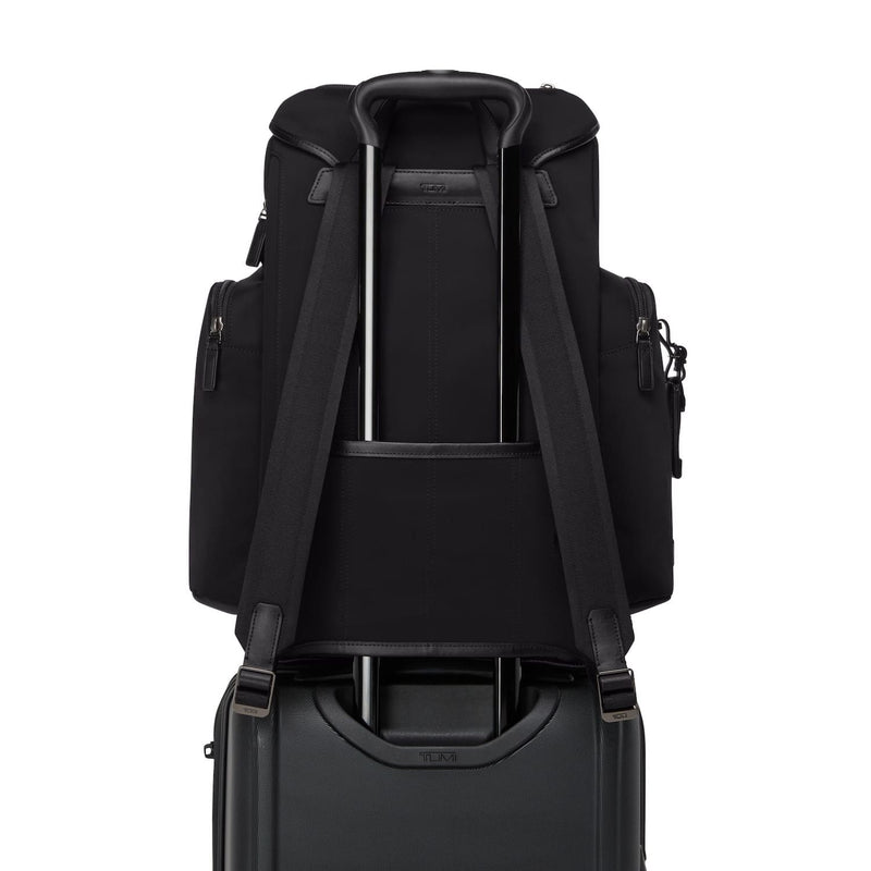 Black TUMI backpack on a white background