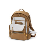 Copper TUMI backpack with open front compartment on a white background