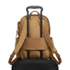 Copper TUMI backpack with rolling handle on a white background