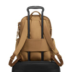 Copper TUMI backpack with rolling handle on a white background
