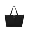 Black TUMI tote bag with a visible brand logo on a white background
