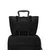 Two black TUMI bags stacked on a white background