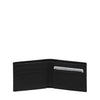 Black leather wallet open on a white background