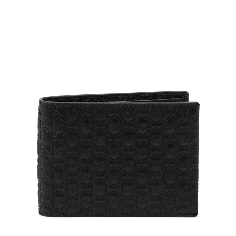 Black textured wallet on a white background