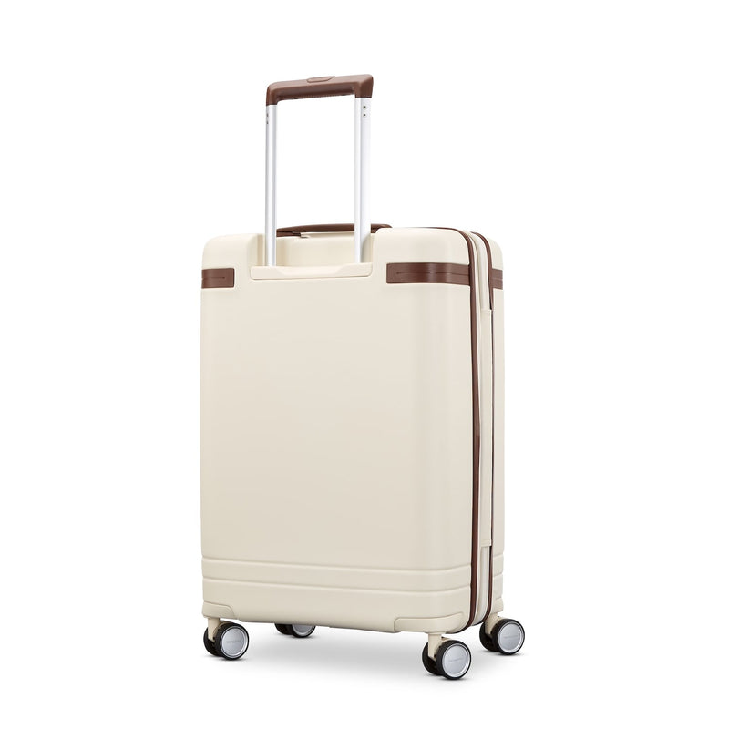 back of off white Samsonite Virtuosa Spinner Carry-On
