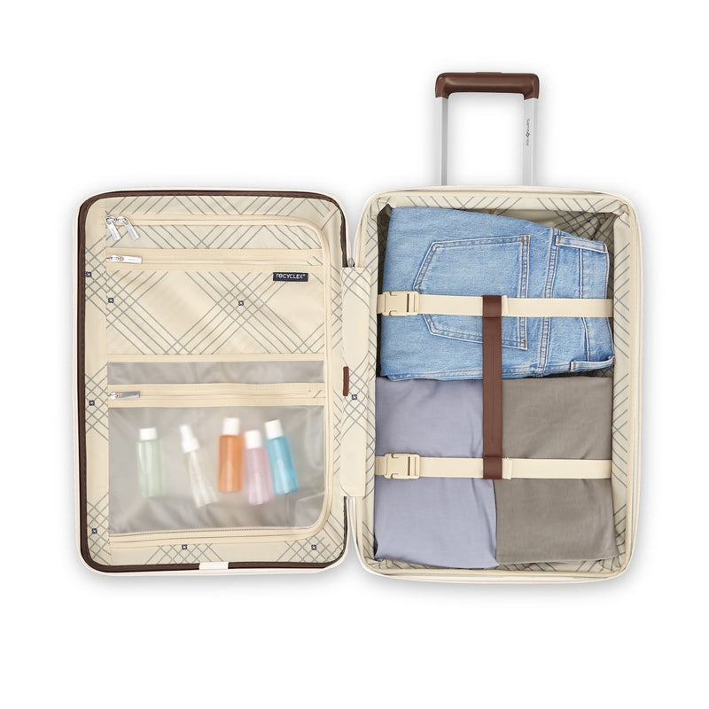 inside of off white Samsonite Virtuosa Spinner Carry-On