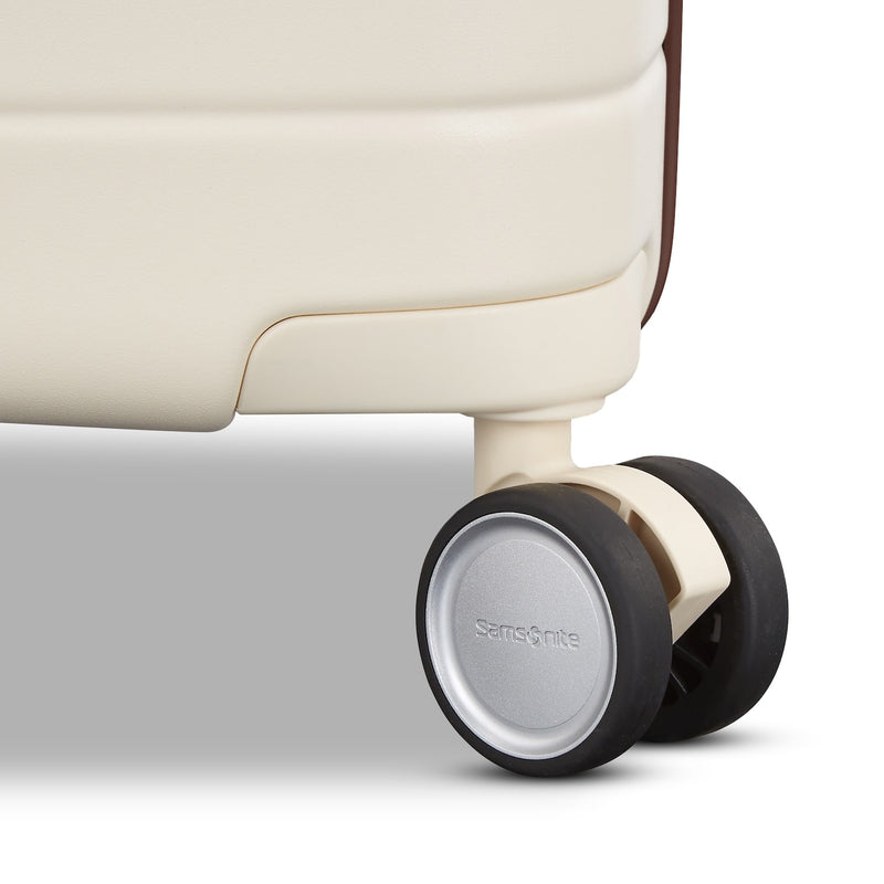 wheels of off white Samsonite Virtuosa Spinner Carry-On