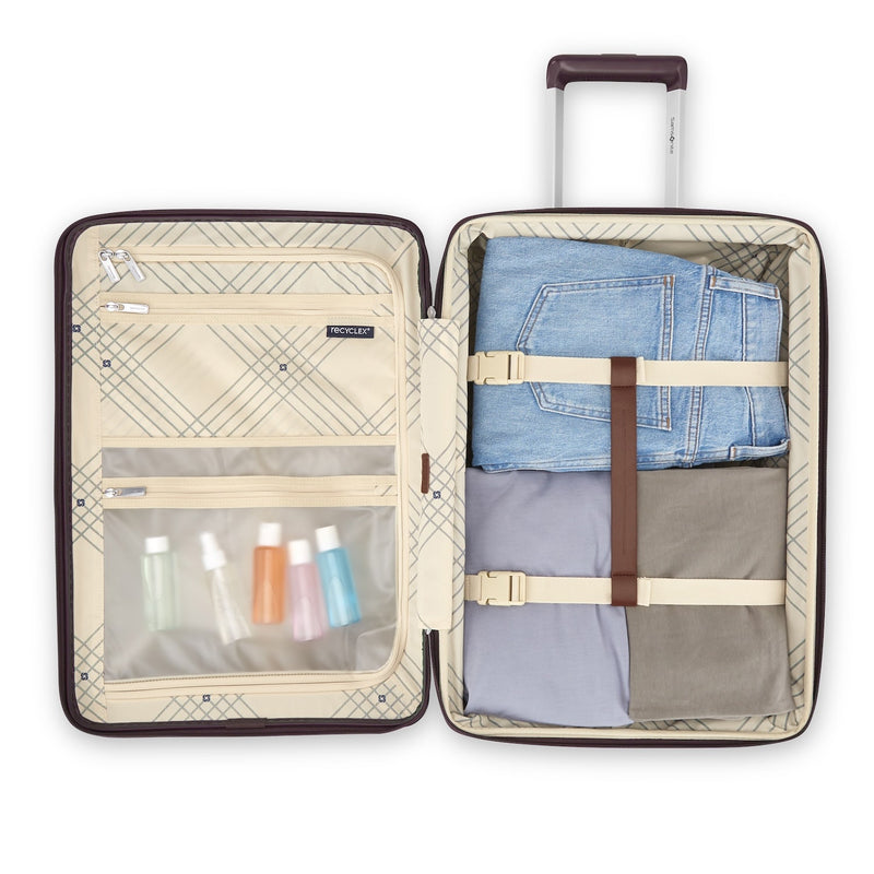inside of merlot Samsonite Virtuosa Spinner Carry-On