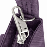 locking zipper of purple Travelon Anti-Theft Classic Mini Shoulder Bag