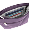 inside of purple Travelon Anti-Theft Classic Mini Shoulder Bag