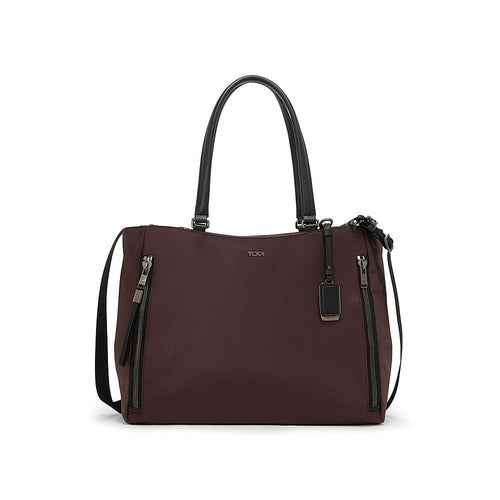 front of deep plum TUMI Voyageur Valetta Large Tote