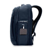 side of navy Briggs & Riley Baseline Traveler Backpack