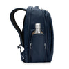 side of navy Briggs & Riley Baseline Traveler Backpack