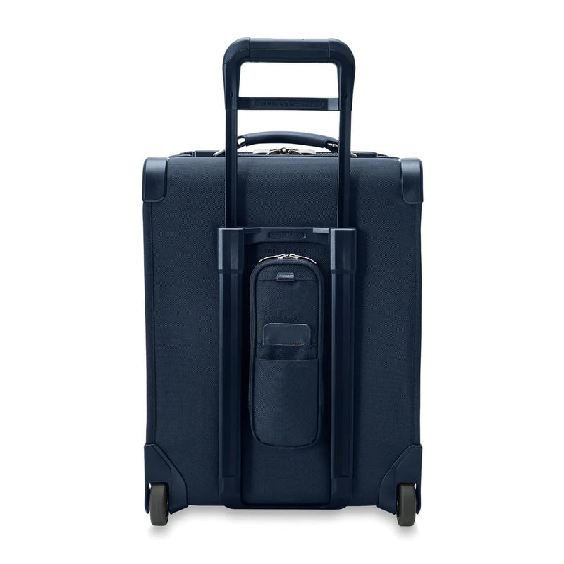 back of navy Briggs & Riley Baseline Global 2-Wheel Carry-On