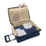 inside of navy Briggs & Riley Baseline Global 2-Wheel Carry-On