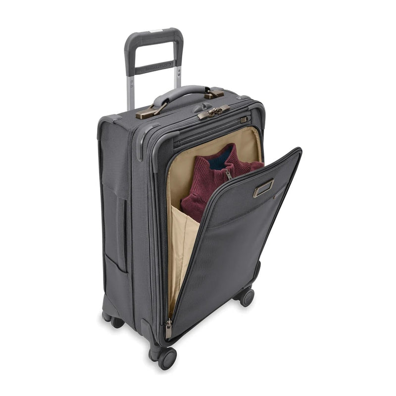 front pocket of steel grey Briggs & Riley Essential Carry-On Spinner