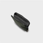 Olive orbitkey rectangular pouch on a light gray background