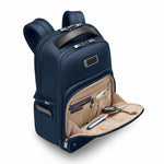 front pocket of navy Briggs & Riley @work Medium Backpack