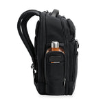 water bottle pocket of black Briggs & Riley @work Cargo Backpack