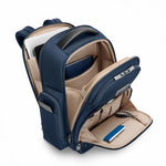 inside of navy Briggs & Riley @work Cargo Backpack