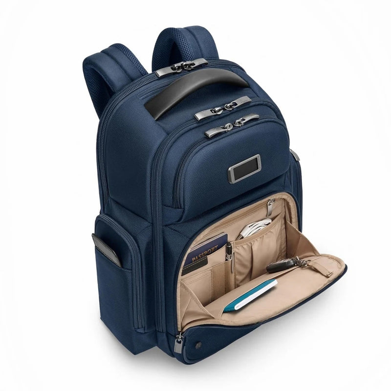 front pocket of navy Briggs & Riley @work Cargo Backpack