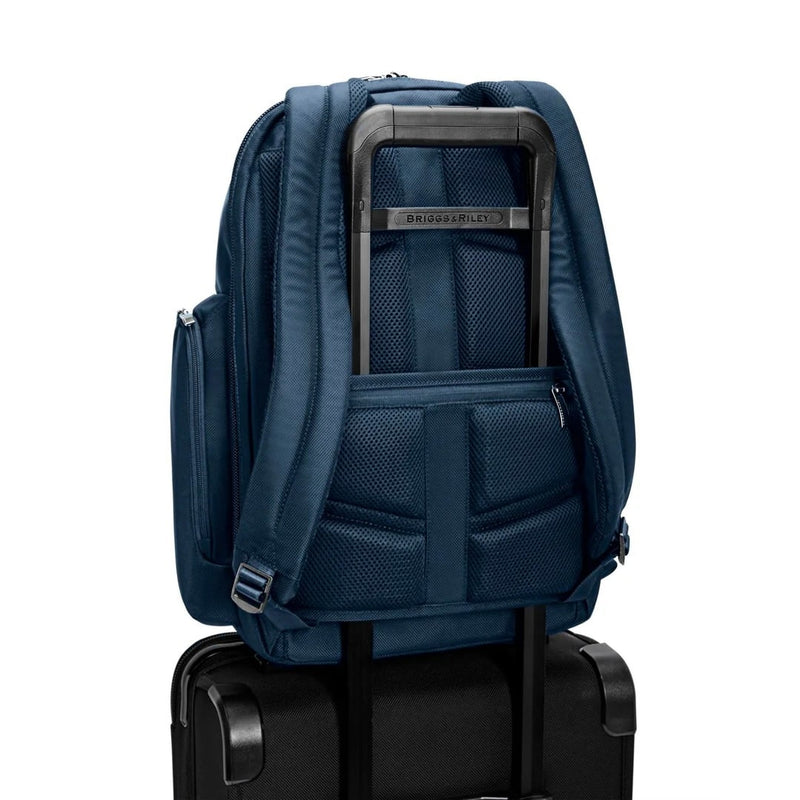 back of navy Briggs & Riley @work Cargo Backpack