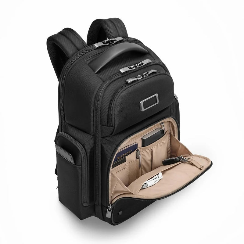 front pocket of black Briggs & Riley @work Large Cargo Backpack