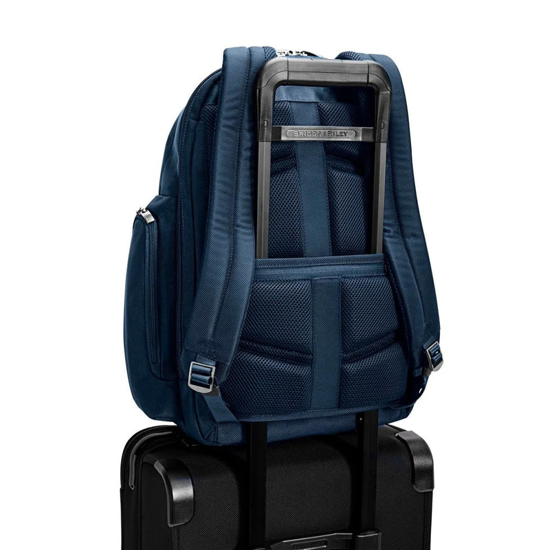 passthrough sleeve of navy Briggs & Riley @work Large Cargo Backpack