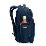 side pocket of navy Briggs & Riley @work Large Cargo Backpack